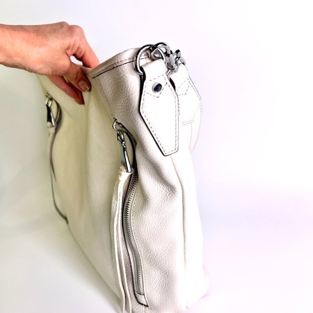 Ivory Leather Hobo Bag
